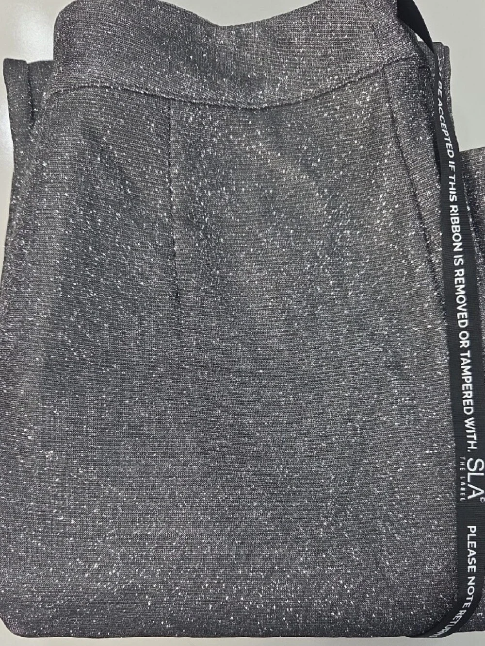 SLA The Label Santorini Womens Glitter Grey Wide-Leg Trousers M